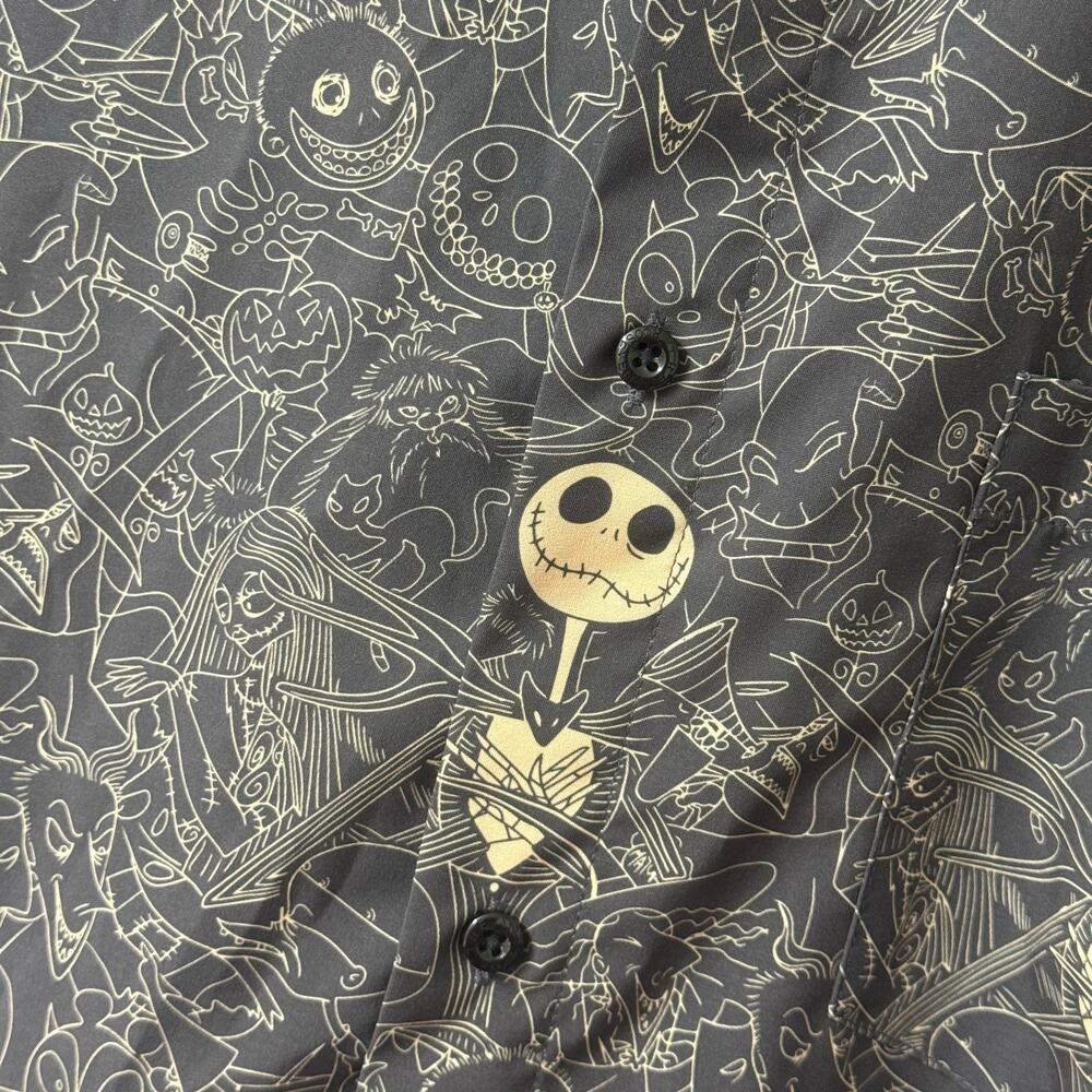 RSVLTS Disney Nightmare Before Christmas Halloween Bone Daddy Button Down Shirt - Picture 10 of 15